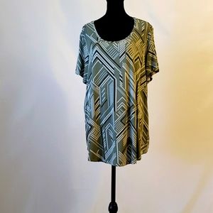 JM COLLECTION _ 0X green/blk/white tee-shirt